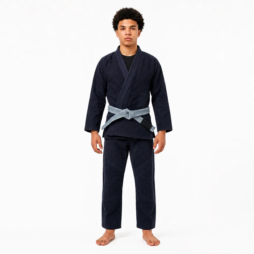 A model wearing the navy light gi v3.0