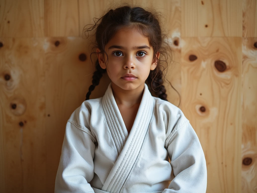 A photo of a child wearing a BJJ gi