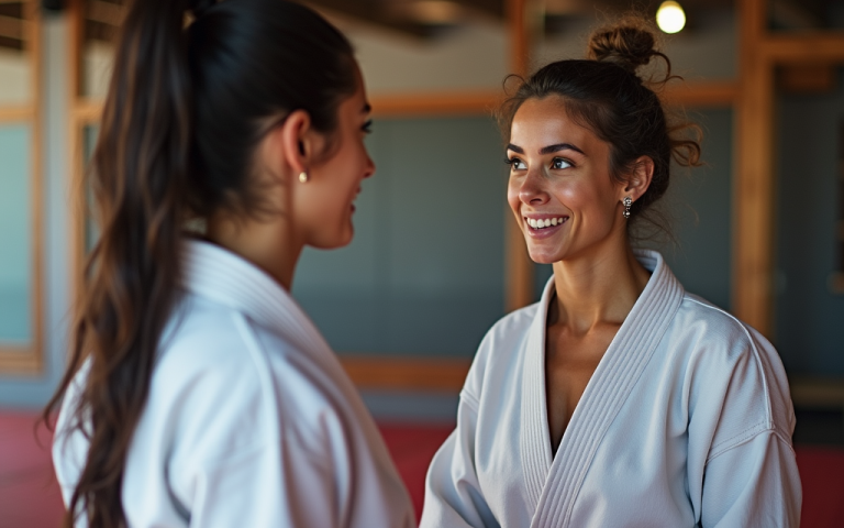 Photo of two BJJ students talking