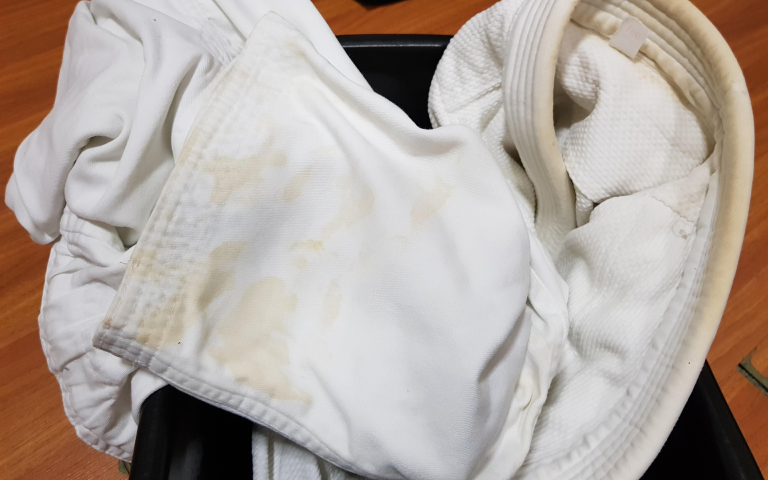 Photo of a dirty BJJ gi